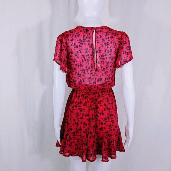 Blue Rain Bright Pink & Navy Floral Cross Over Dress Size XS - Picture 2 of 4